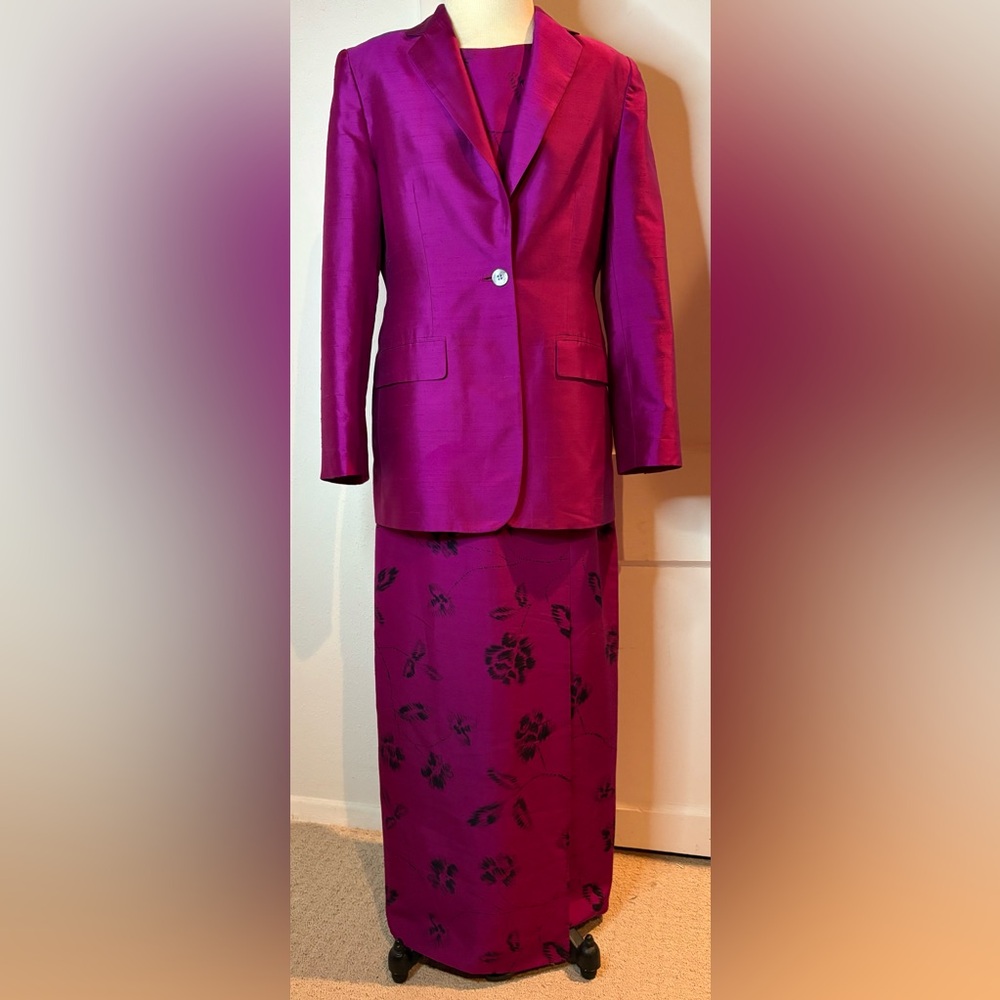 Vintage Valerie Stevens 3 piece silk skirt suit set
